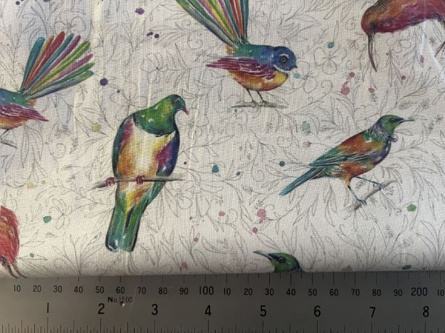 Picture of Fabric Splash of Colour Bird White